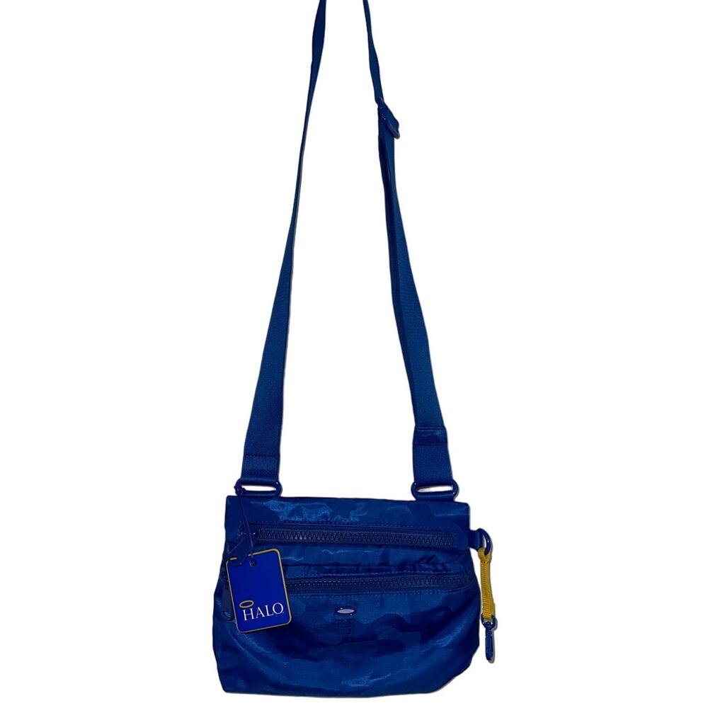 NWT Halo Blue Crossbody Bag with Yellow Accent